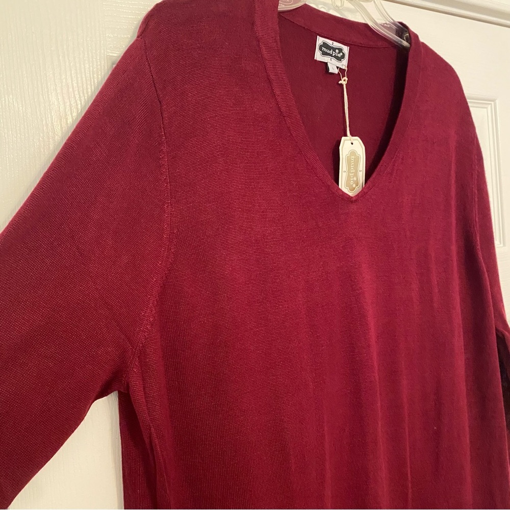 NWT Mud Pie Lawton Sweater Tunic Burgundy L - Picture 4 of 11